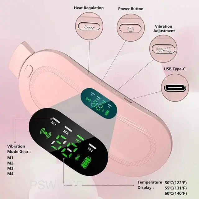 Period Pain Cramp Relief Belt -Portable Menstrual Heating Pad, Heated Belly Belt for Menstrual Cramp Relief with 3 Heat Levels and 4 Modes, Electric Belt Massage for Women and Girls Multi Collection Online
