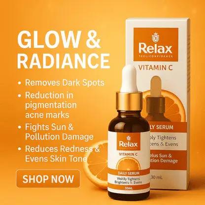 Relax UK Vitamin C Face Serum 30ml glow & balancing Skin Tone, Reducing Skin aging Reviews ⭐⭐⭐⭐⭐(FREE HOME DELIVERY) Multi Collection Online