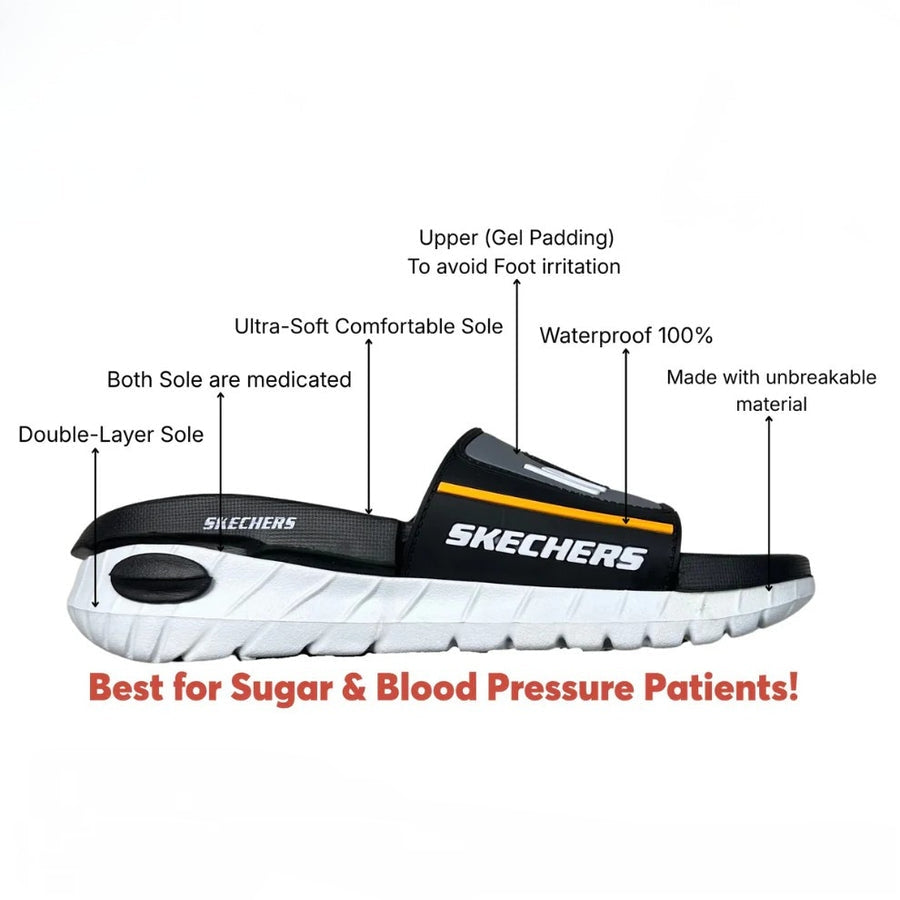 Skechers Medicated Slide Sandals with gel padding and double-layer sole