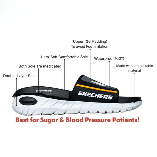 Skechers Medicated Slide Sandals with gel padding and double-layer sole